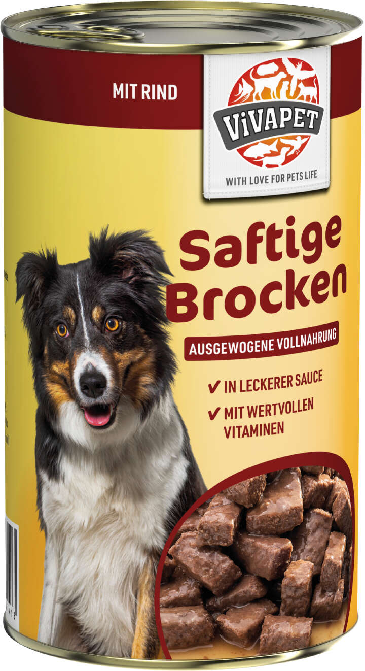 ViVAPET Hunde-Nassfutter Saftige Brocken Rind